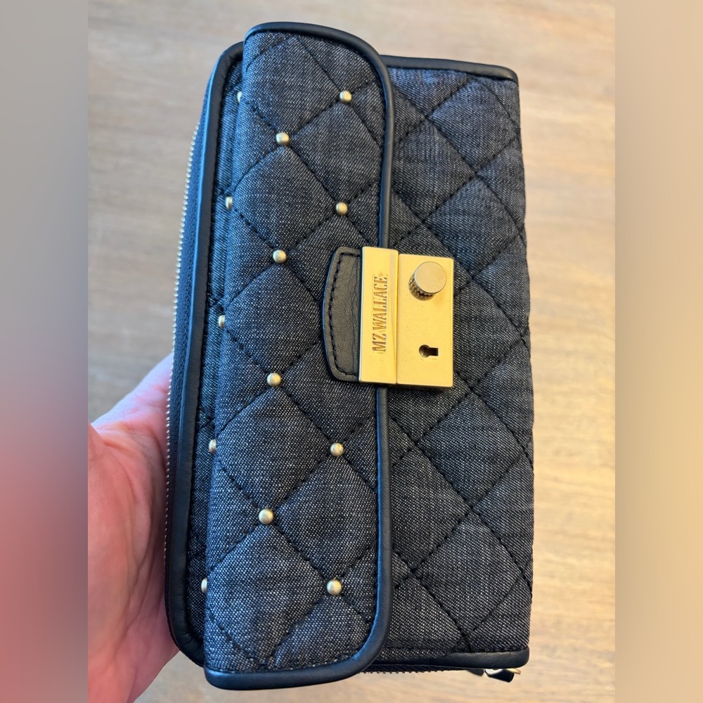 MZ Wallace Crosby Lock Wallet - True Denim Charcoal